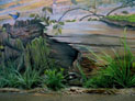Pathways to Discovery Umpqua Discovery Center, WOW arts & exhibits, designer/fabricator, 'Morning at the Estuary' environment (detail image) Peggy O'Neal, muralist